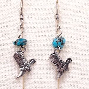 Vintage Carolyn Pollack Relios Turquoise Bead 925 Sterling Silver Earrings